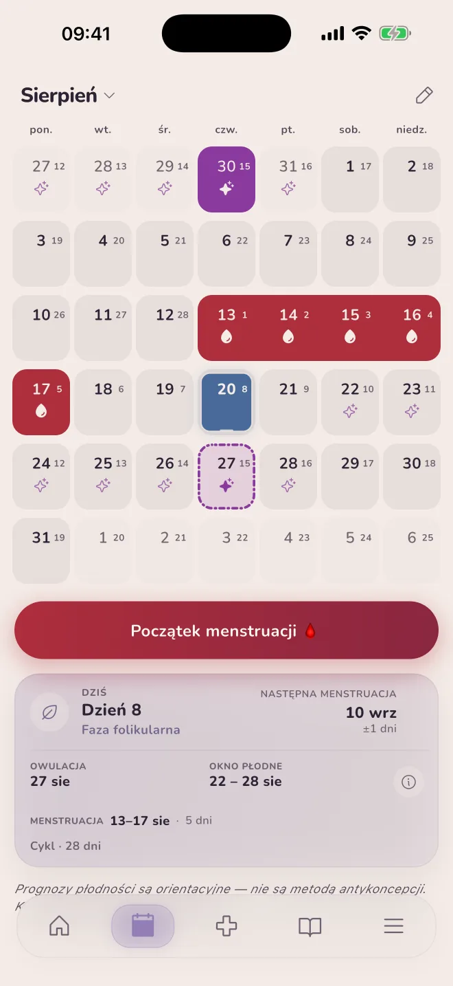 Kalendarz ze wszystkimi fazami